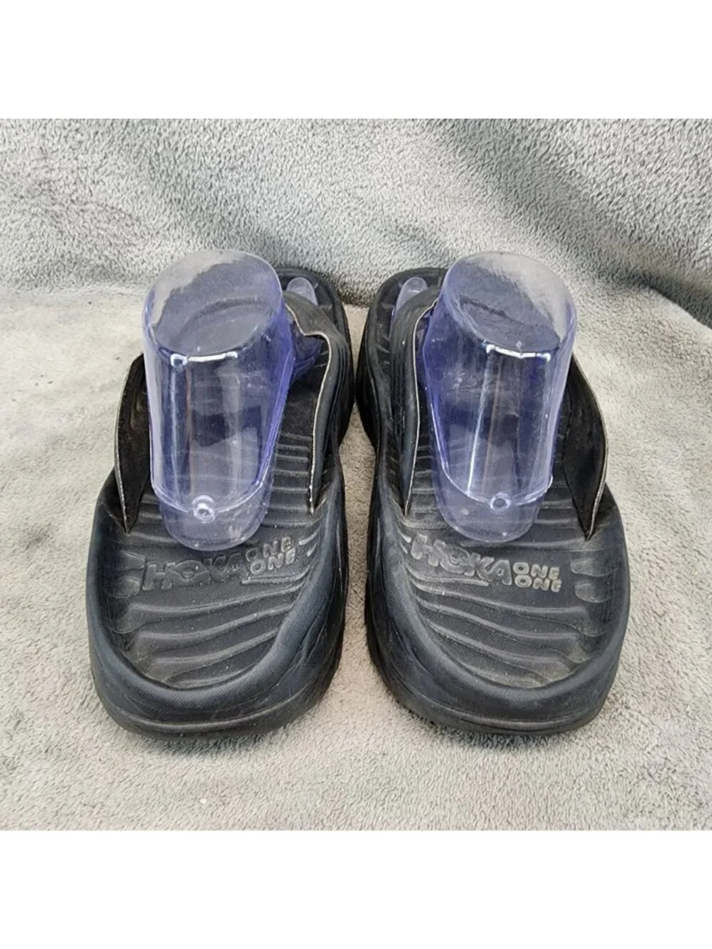 Hoka One One Shoes Mens 12 Black Synthetic Recovery Comfort Flip Flop *Read*